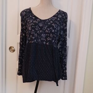 J. Jill Floral Print Women's - Blue/White W/a Floral Design Top & Solid Bottom